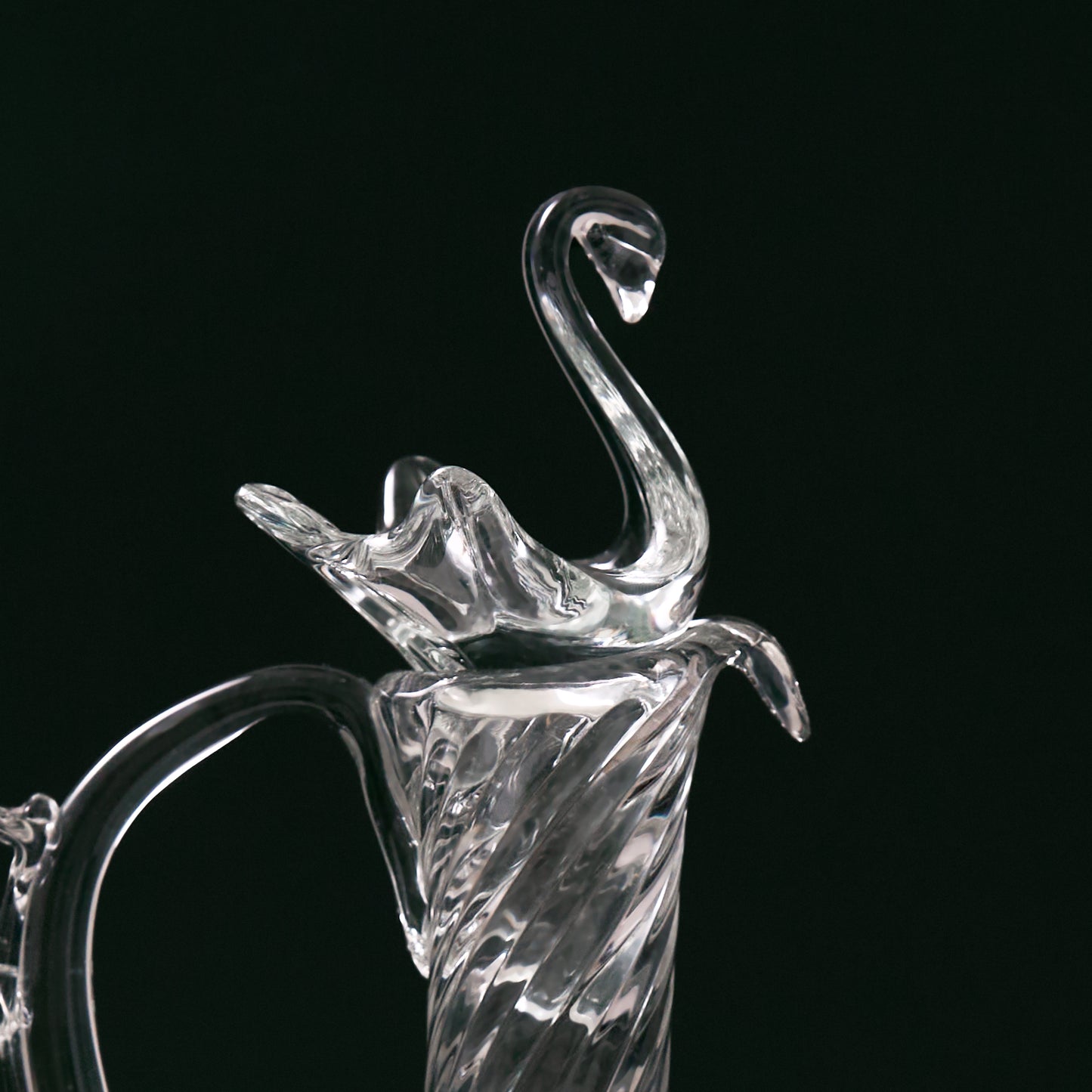 Hand-Blown Vintage Art Glass Pitcher (transparent)